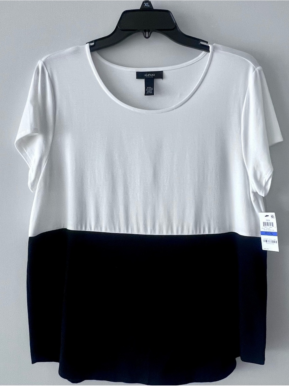 Alfani Two-Tone Short-Sleeve Tee in White and Black size PXL.  NWT!